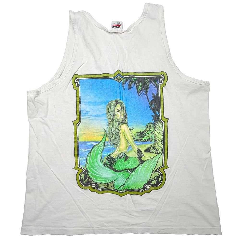 Vintage 90s World Jungle Mermaid Tank Top Anvil USA Single Stitch Men's L